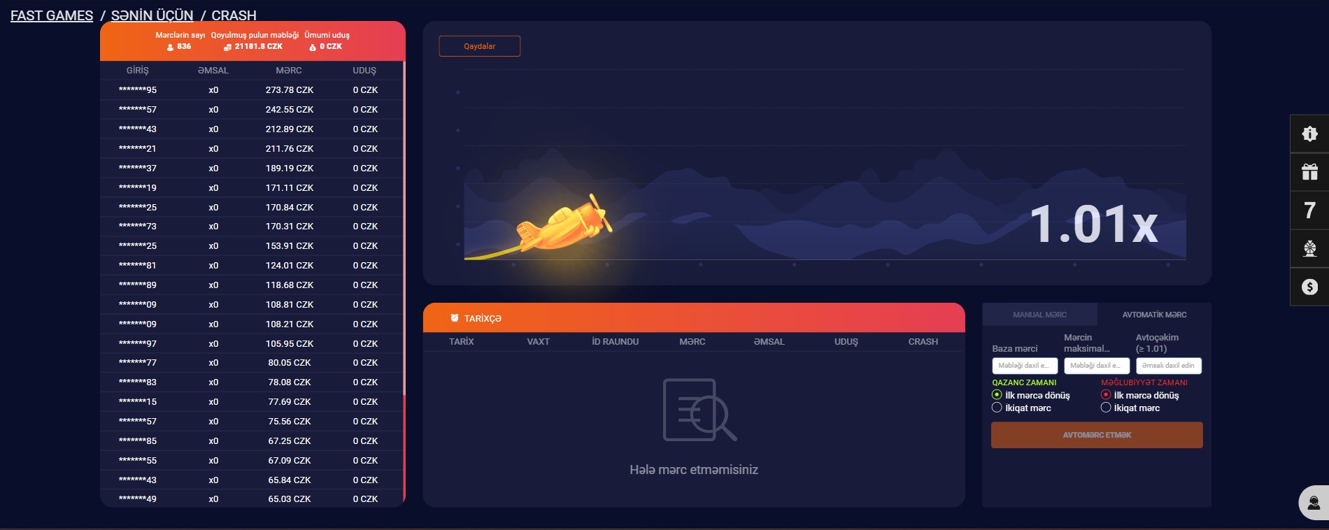 Azərbaycanda Crash Games oynayın